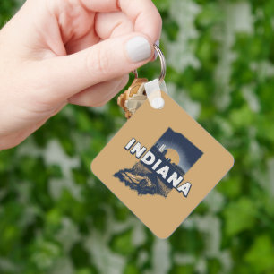 Retro Indiana Scenic Silhouette Customizable Keychain
