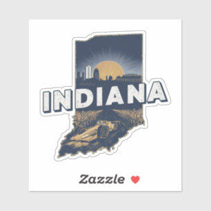Retro Indiana State Sticker