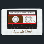 Retro Indie Mixtape Wedding Red, Black & White Magnet<br><div class="desc">A funky 80s boombox,  romantic intertwined headphones and colourful retro cassette tapes are the stars of this fun and unique wedding invitation suite.</div>