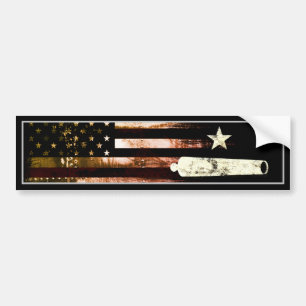 Retro Industrial American Flag with Star & Cannon Bumper Sticker