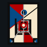Retro Industrial Deco Geometric Art Poster<br><div class="desc">This dynamic design, "Lighthouse" merges elements of art deco and industrial modernism. Bold geometric shapes and a striking palette of red, blue, and cream create a visually arresting composition. Perfect for lovers of retro-inspired, hard-edge abstract art, this design evokes a sense of modernist precision and vintage charm. Ideal for contemporary...</div>