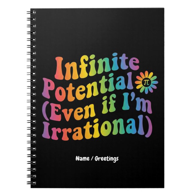 Retro Infinite Potential Irrational Pi Day Math  Notebook (Front)