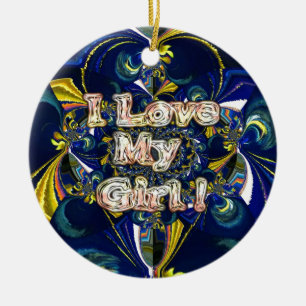 Retro Infinity I Love my Girl Ceramic Ornament