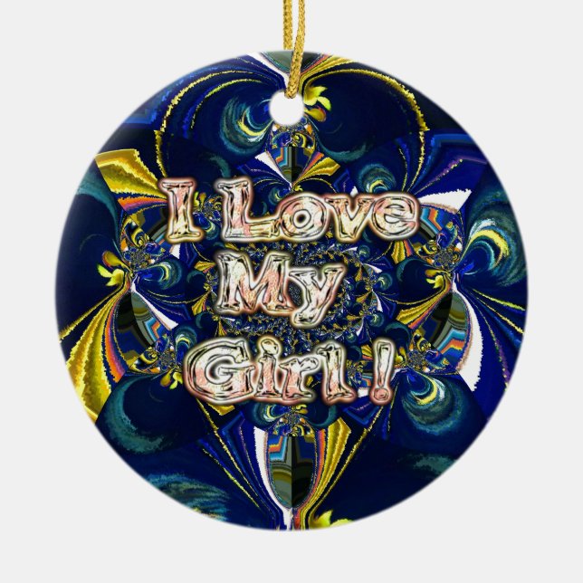 Retro Infinity I Love my Girl Ceramic Ornament (Front)