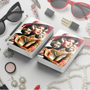 Retro Inked Pin-up Playing Cards
