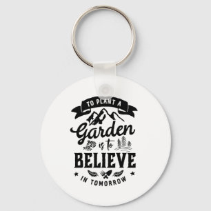Retro Inspirational Gardening Gardener and Farmer Keychain