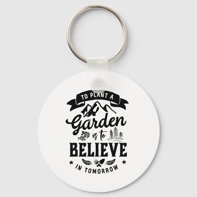 Retro Inspirational Gardening Gardener and Farmer Keychain (Front)