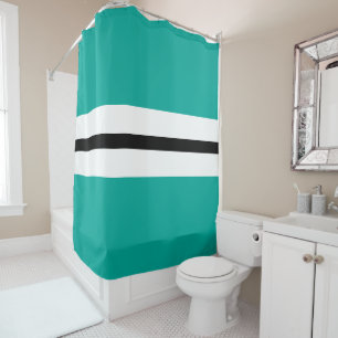 Retro Inspired Aqua Black White Centre Stripes