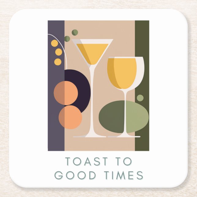 Retro-inspired cocktail coasters in soft pastels (Front)