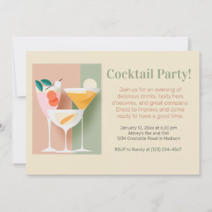 Retro-inspired cocktail party invitation