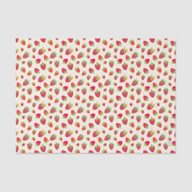 Retro-Inspired Hand-Illustrated Chic Strawberry Tissue Paper (Front)