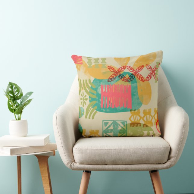 Retro Inspired Hawaiian Print pattern Throw Pillow (Chair)