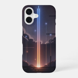 Retro-Inspired Luminous Space Rays iPhone 16 Case