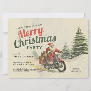 Retro inspired Merry Christmas Party Cards