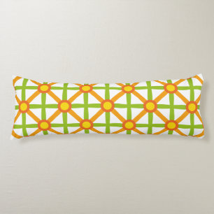Retro Inspired Orange Green & Yellow Pattern Body Pillow