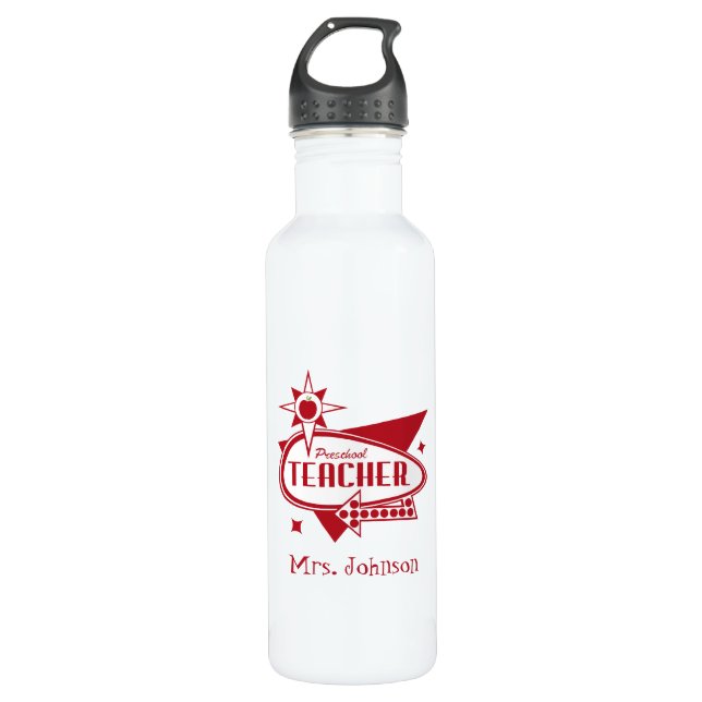 Retro Inspired Preschool Teacher 710 Ml Water Bottle (Front)