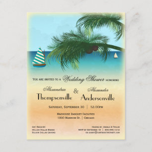 Retro Inspired Serene Beach Scene Invite