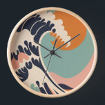 Retro-inspired The Great Wave off Kanagawa clock<br><div class="desc">Both retro and modern design elements are used to create a unique and eye-catching The Great Wave off Kanagawa clock. Minimalist,  simple,  and elegant.</div>