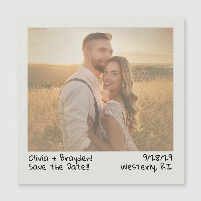 Retro Instant Camera Photo Save the Date Magnet (Front)