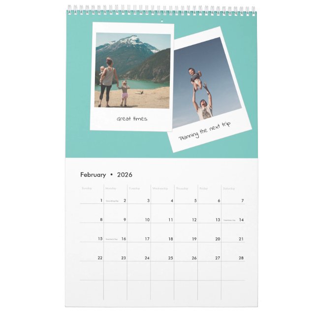 Retro instant photo fun family calendar (Feb 2026)