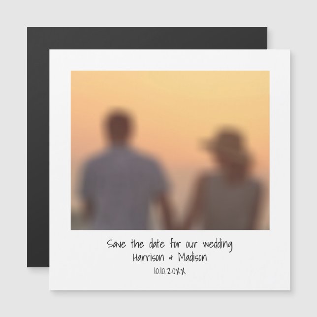 Retro instant photo name Save the Date magnet (Front/Back)