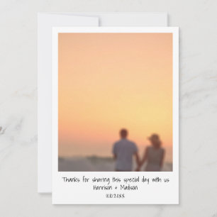 Retro instant photo names wedding Thank you card