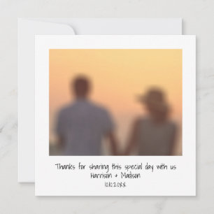 Retro instant photo names wedding thank you card