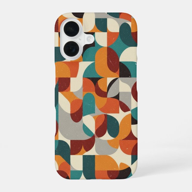Retro Intertwined Shapes iPhone 16 Case (Back)