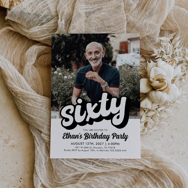 Retro Invitation d'anniversaire 60e | Soixante-ann (Créateur téléchargé)
