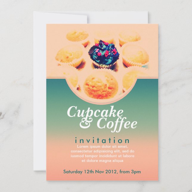 Rétro invitation de café de petits gâteaux (Devant)