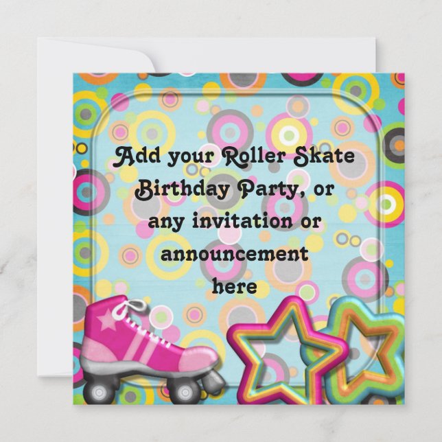 Rétro invitation de fête d'anniversaire de patin (Devant)