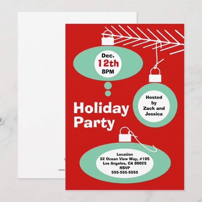 Rétro invitation de fête de Noël (Devant / Derrière)