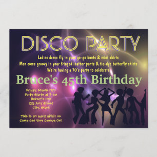 Rétro invitation de thème de partie de disco