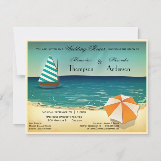 Rétro invitation de wedding shower de scène de (Devant)