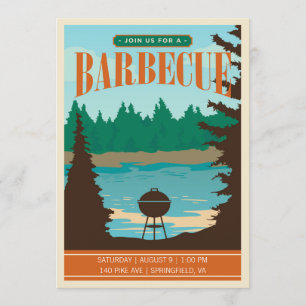Rétro invitation extérieur de BBQ