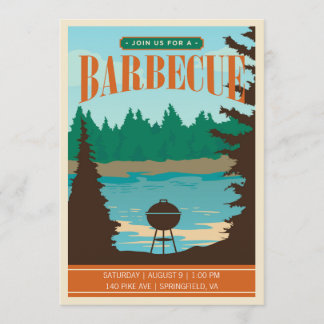 Rétro invitation extérieur de BBQ