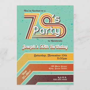 Rétro invitation rayée de partie des années 70