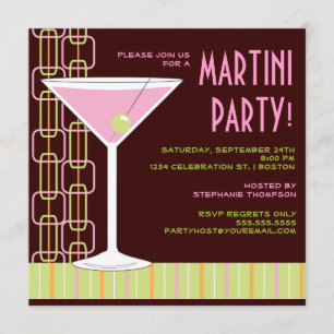 Rétro invitation rose de cocktail de Martini
