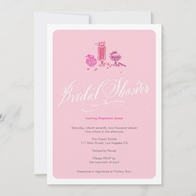 Rétro invitation rose mignonne de Fête de la (Devant)