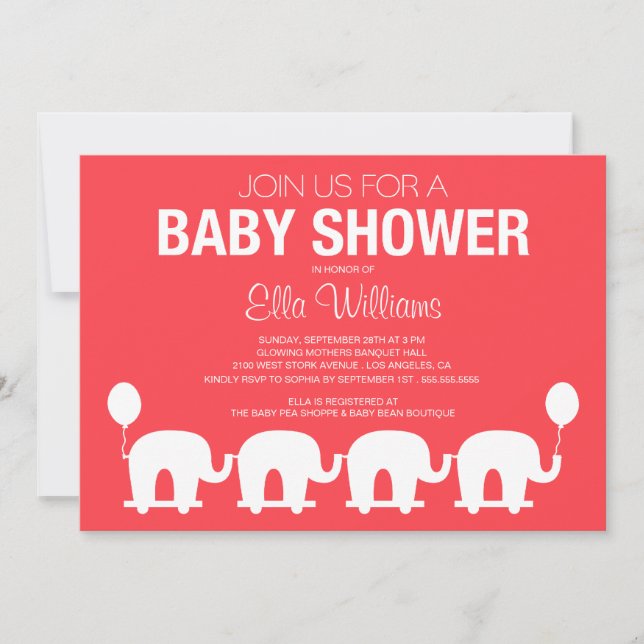 RÉTRO INVITATION ROUGE DE BABY SHOWER DU CIRQUE (Devant)