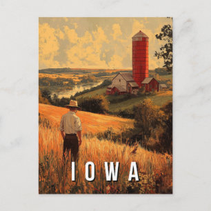 Retro Iowa Patriotic Spirit - Americana Heartland Postcard