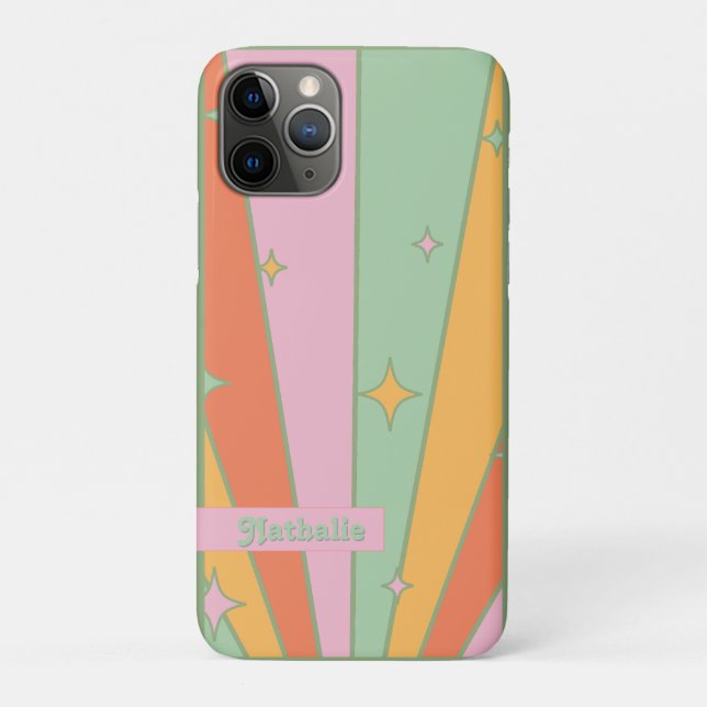 Retro iPhone Case - Personalized Green Name Design (Back)