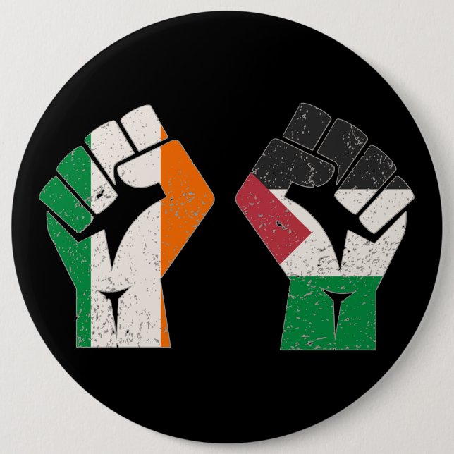 Retro Ireland Palestine Solidarity Fist revolution 6 Inch Round Button (Front)