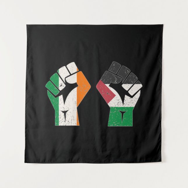 Retro Ireland Palestine Solidarity Fist revolution Tapestry (Front)
