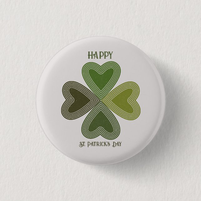 Retro Irish Celtic Shamrock St Patrick's Day  1 Inch Round Button (Front)