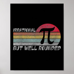 Retro Irrational But Well Rounded Funny Pi Day Mat Poster