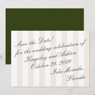 Retro Island Save the Date Awning Stripe Flat Card