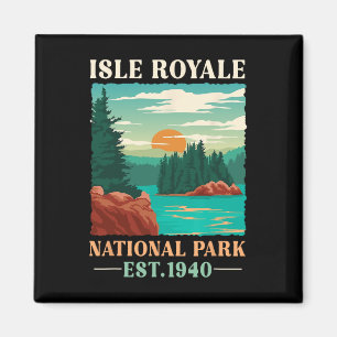 Retro Isle Royale National Park Est 1940 Hiking  Magnet