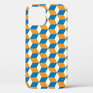 Retro isometric cubes, geometric illusion iPhone 12 case