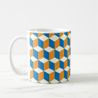 Retro isometric cubes, geometric illusion coffee mug